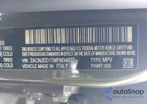 2021 Jeep Renegade Limited 4X4 from USA, damaged, VIN ZACNJDD17MPM34877